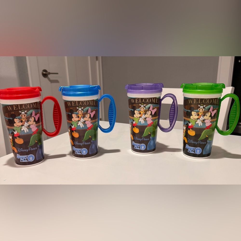 Disney Parks Welcome Mug Set - Blue, Purple, Red, Green